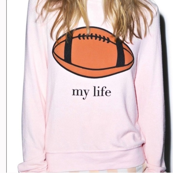 WILDFOX Football My Life Sweatshirt Pullover Baggy Beach Jumper Pale Pink - Picture 10 of 11